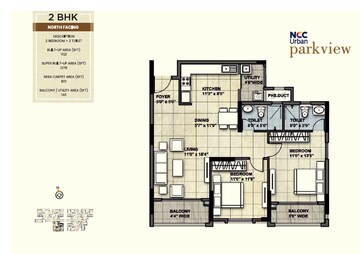  2 BHK Apartment at NCC Urban Park View, Yelahanka New Town – for Rent