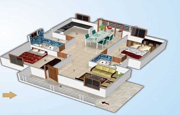 Floor plan of 2 BHK 1115 Sq. Ft. Apartment in NCN Platina, Bangalore