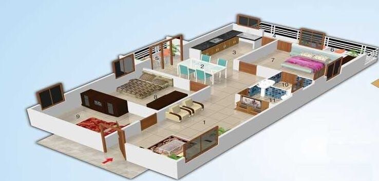 Floor plan of 3 BHK 1546 Sq. Ft. Apartment in NCN Platina, Bangalore