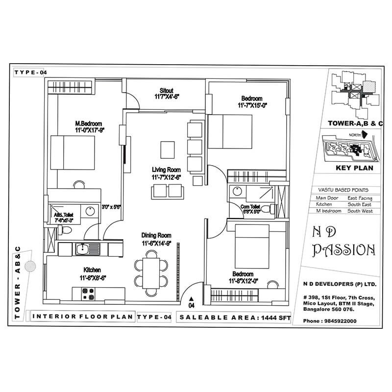 3 BHK 1444 Sq. Ft. Apartment