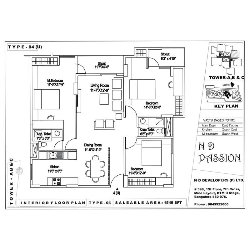 3 BHK 1549 Sq. Ft. Apartment