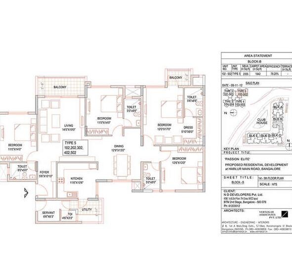 Floor plan of 4 BHK 2355 Sq. Ft. Apartment in ND Passion Elite, Bangalore