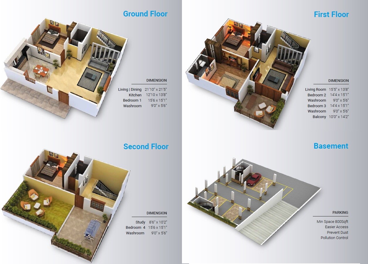 Floor plan of 4 BHK 3084 Sq. Ft. Villa in Neeraja Serenity, Bangalore