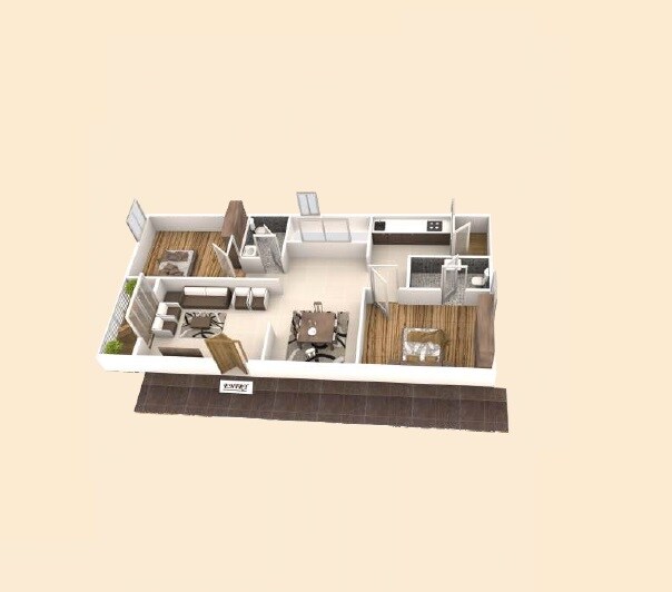 Floor plan of 2 BHK 950 Sq. Ft. Apartment in Neighbourhood Elite, Bangalore