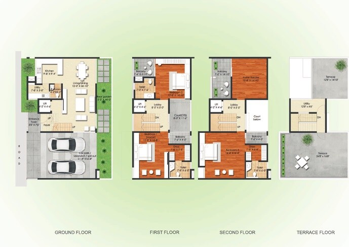 Floor plan of 4 BHK 3714 Sq. Ft. Villa in New Dawn, Bangalore