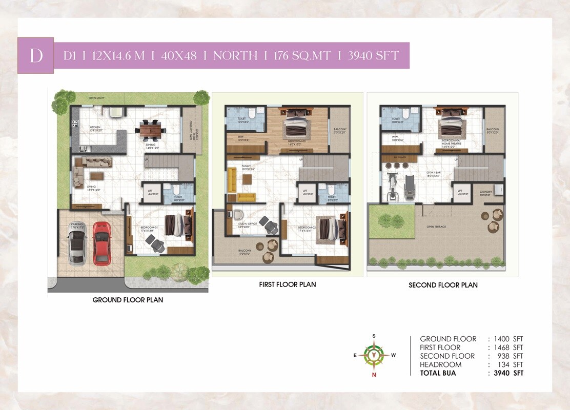 Floor plan of 4 BHK Villa - 3940 sq. ft. in NG Avani Abode, Bangalore