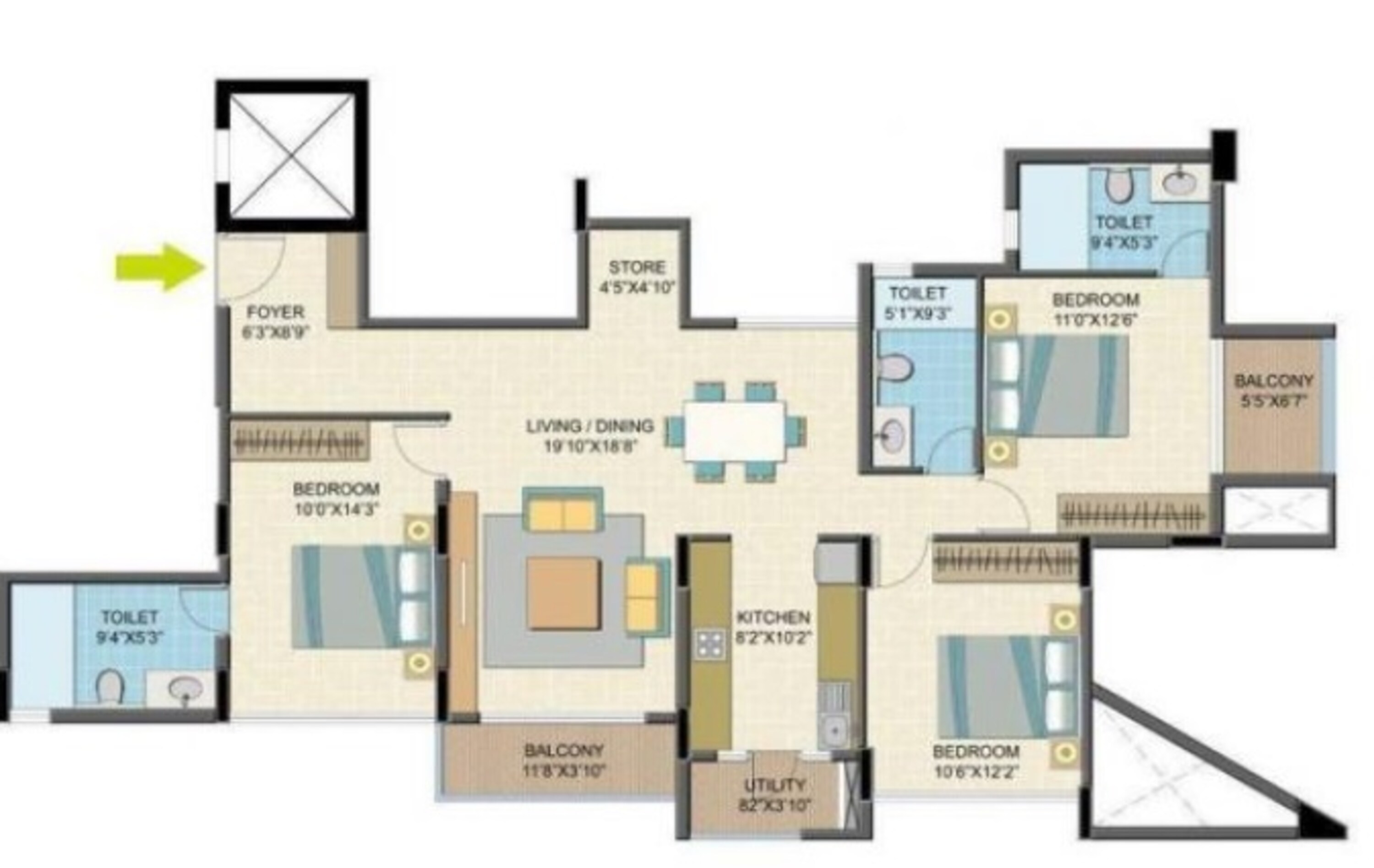 nitesh caesars palace apartment 3bhk 1597sqft 101