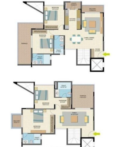 Floor plan of 4 BHK 2398 Sq. Ft. Apartment in Nitesh Caesars Palace, Bangalore