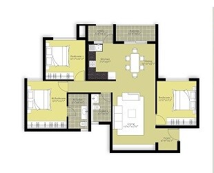 Floor plan of 3 BHK 1818 Sq. Ft. Apartment in Nitesh Hyde Park, Bangalore