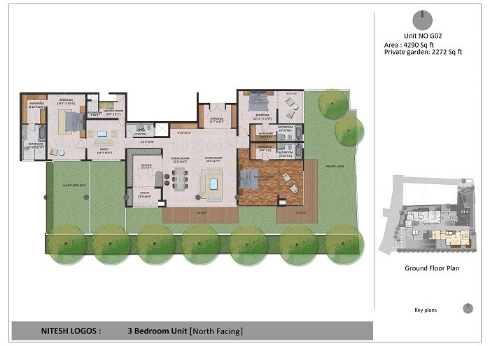 Floor plan of 3 BHK 4290 Sq. Ft. Apartment in Nitesh Logos, Bangalore
