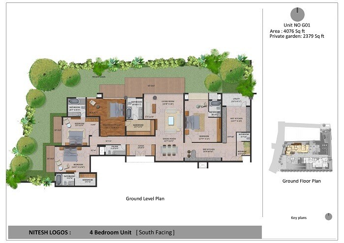 Floor plan of 4 BHK 4076 Sq. Ft. Apartment in Nitesh Logos, Bangalore