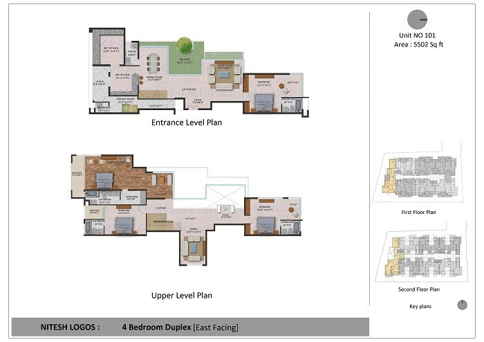 Floor plan of 4 BHK 5502 Sq. Ft. Apartment in Nitesh Logos, Bangalore