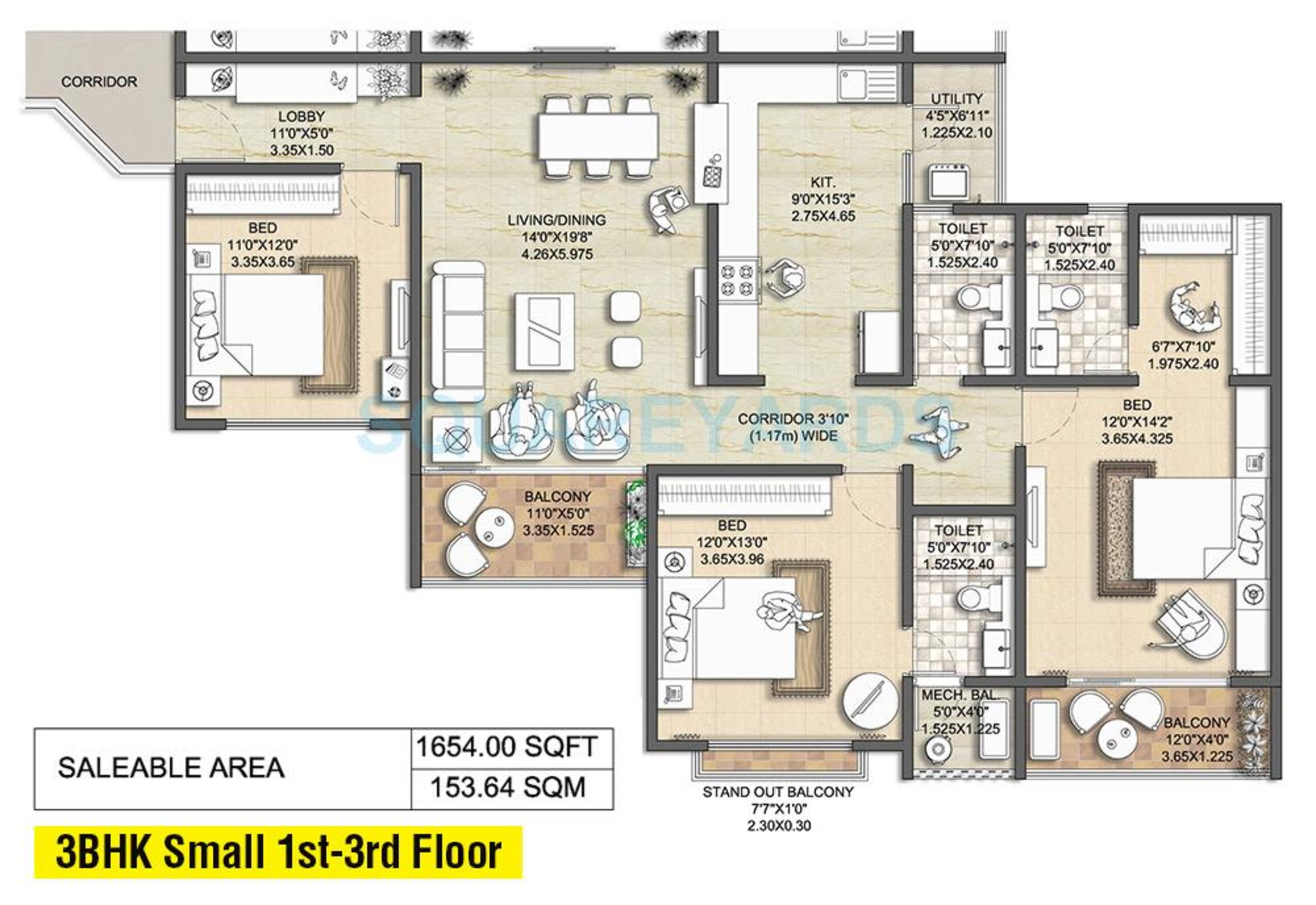 nitesh melbourne park apartment 3bhk 1738sqft1