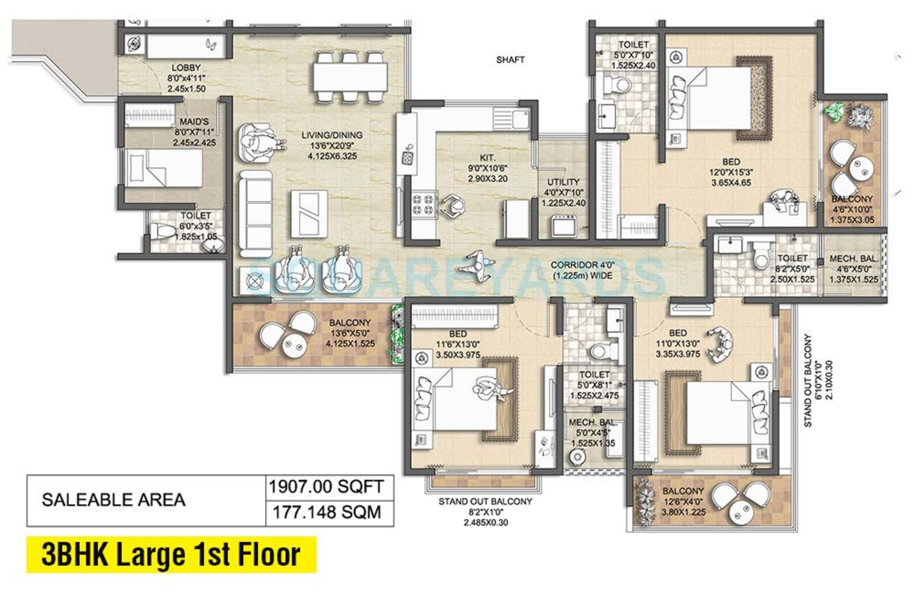 nitesh melbourne park apartment 3bhk 1924sqft1