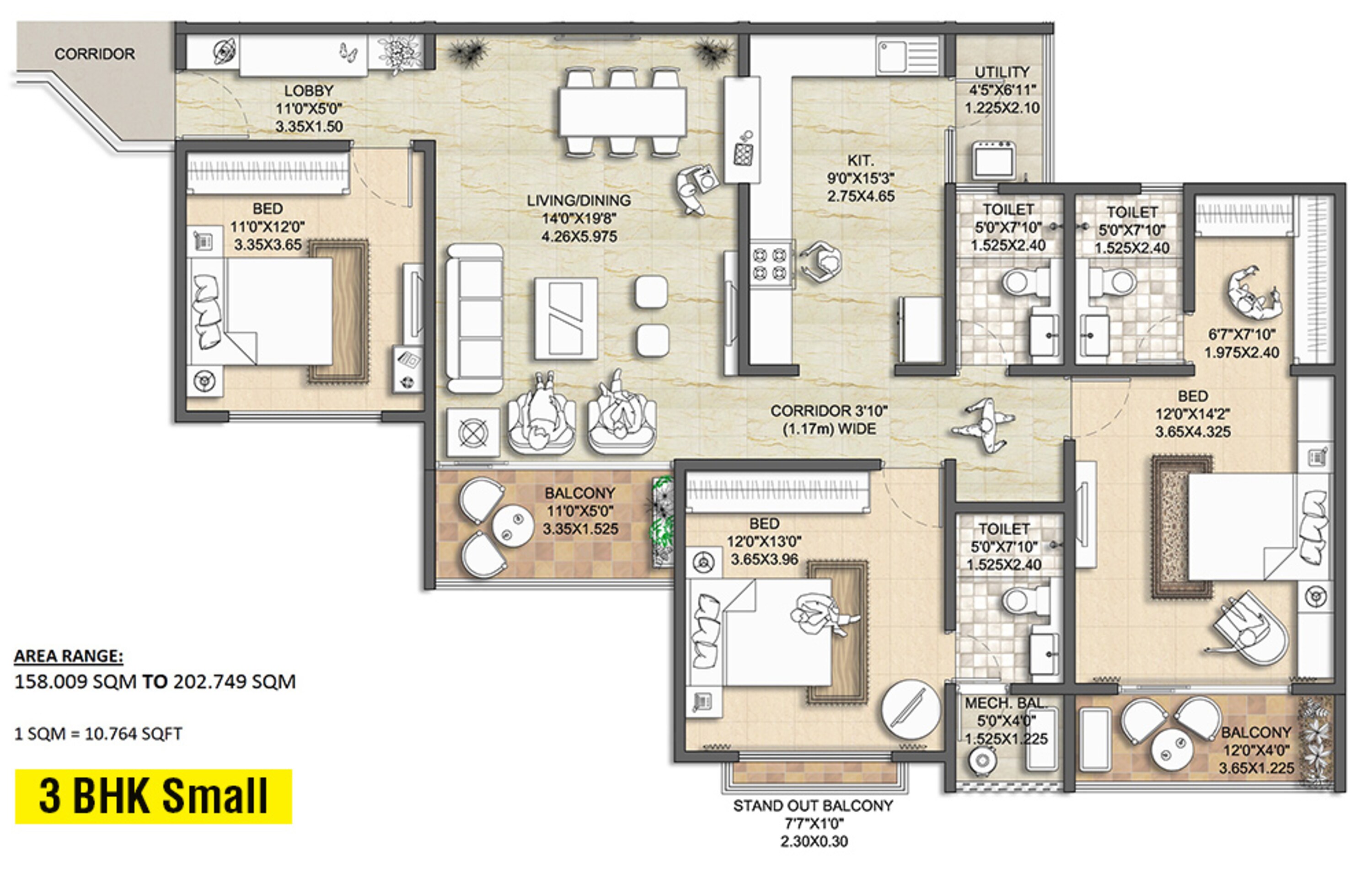 nitesh melbourne park apartment 3bhk 2388sqft1