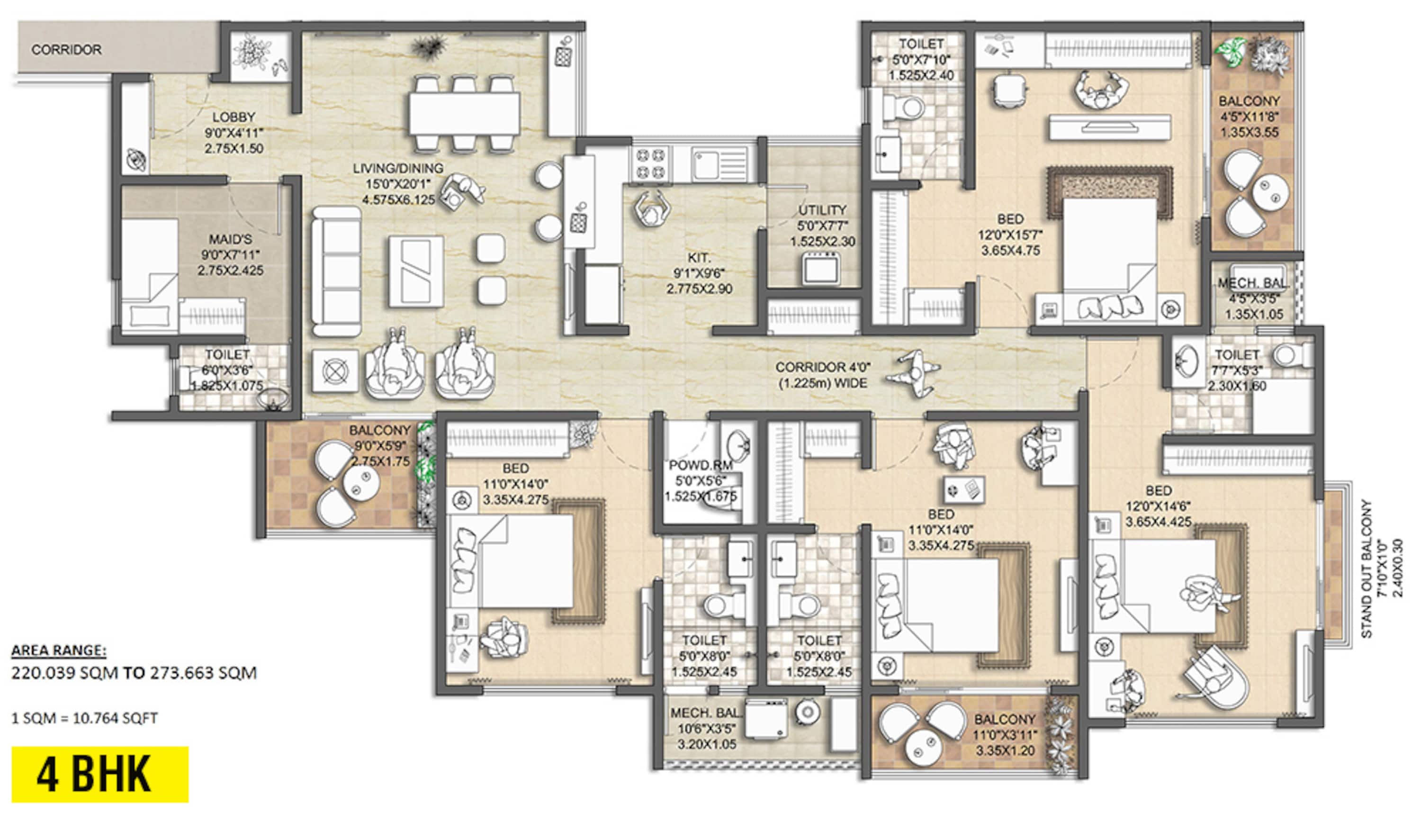 nitesh melbourne park apartment 4bhk 2369sqft1