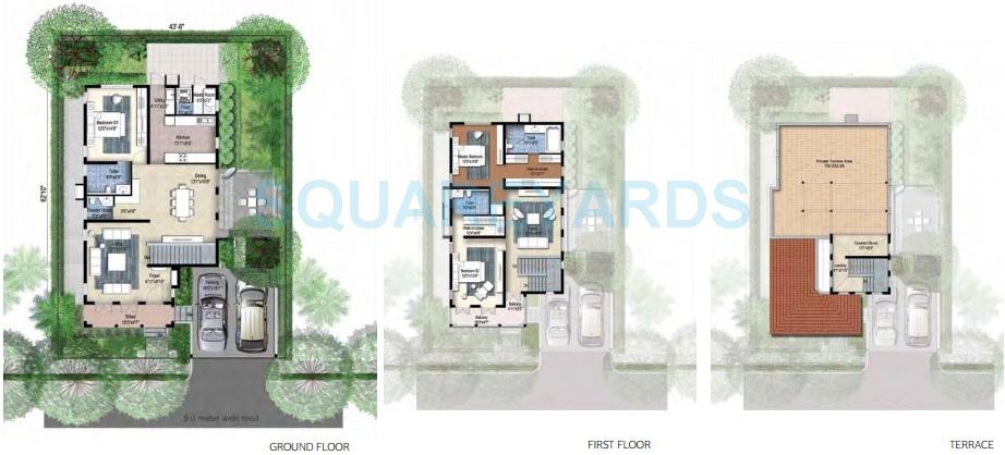 Floor plan of 3 BHK 2712 Sq. Ft. Villa in Nitesh Napa Valley, Bangalore