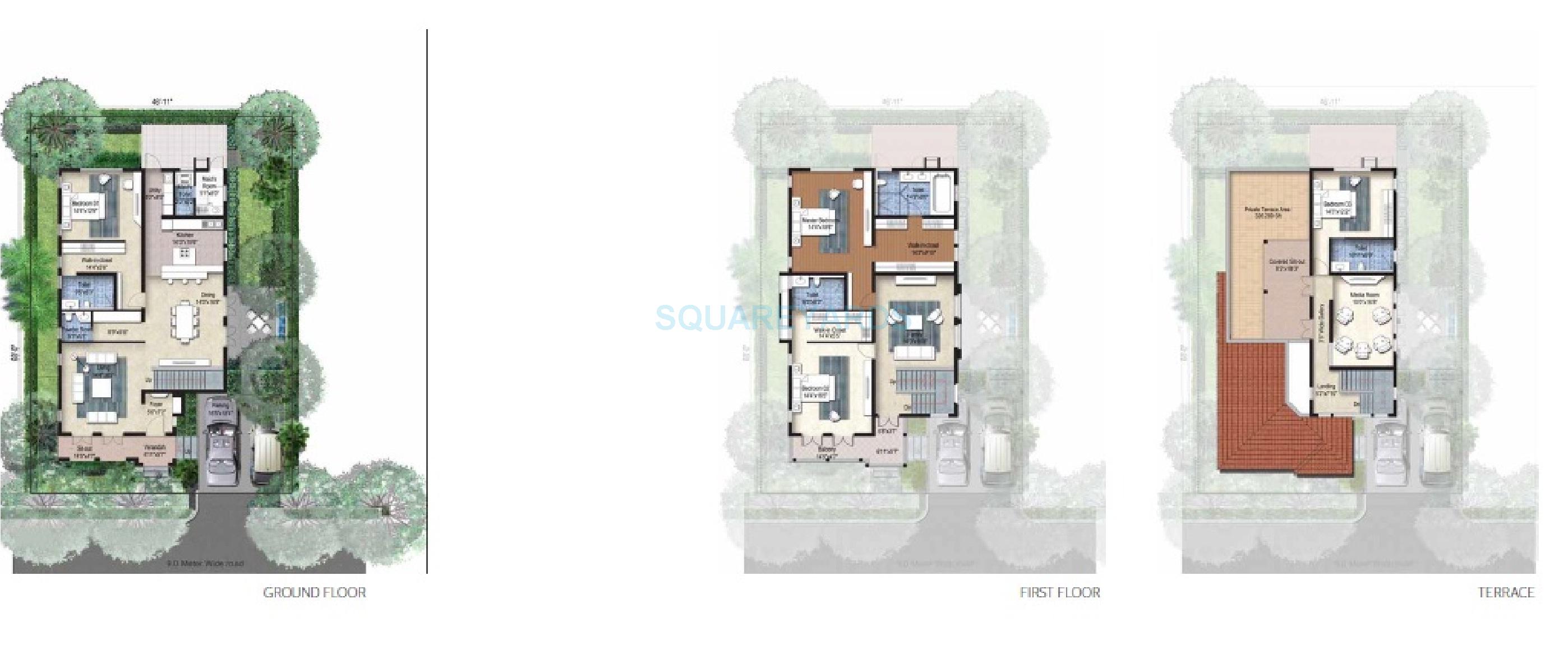 Floor plan of 4 BHK 4025 Sq. Ft. Villa in Nitesh Napa Valley, Bangalore