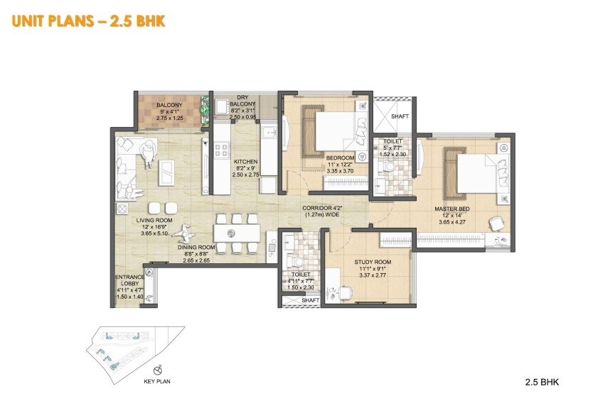 Floor plan of 2 BHK 1436 Sq. Ft. Apartment in Nitesh Virgin Island, Bangalore