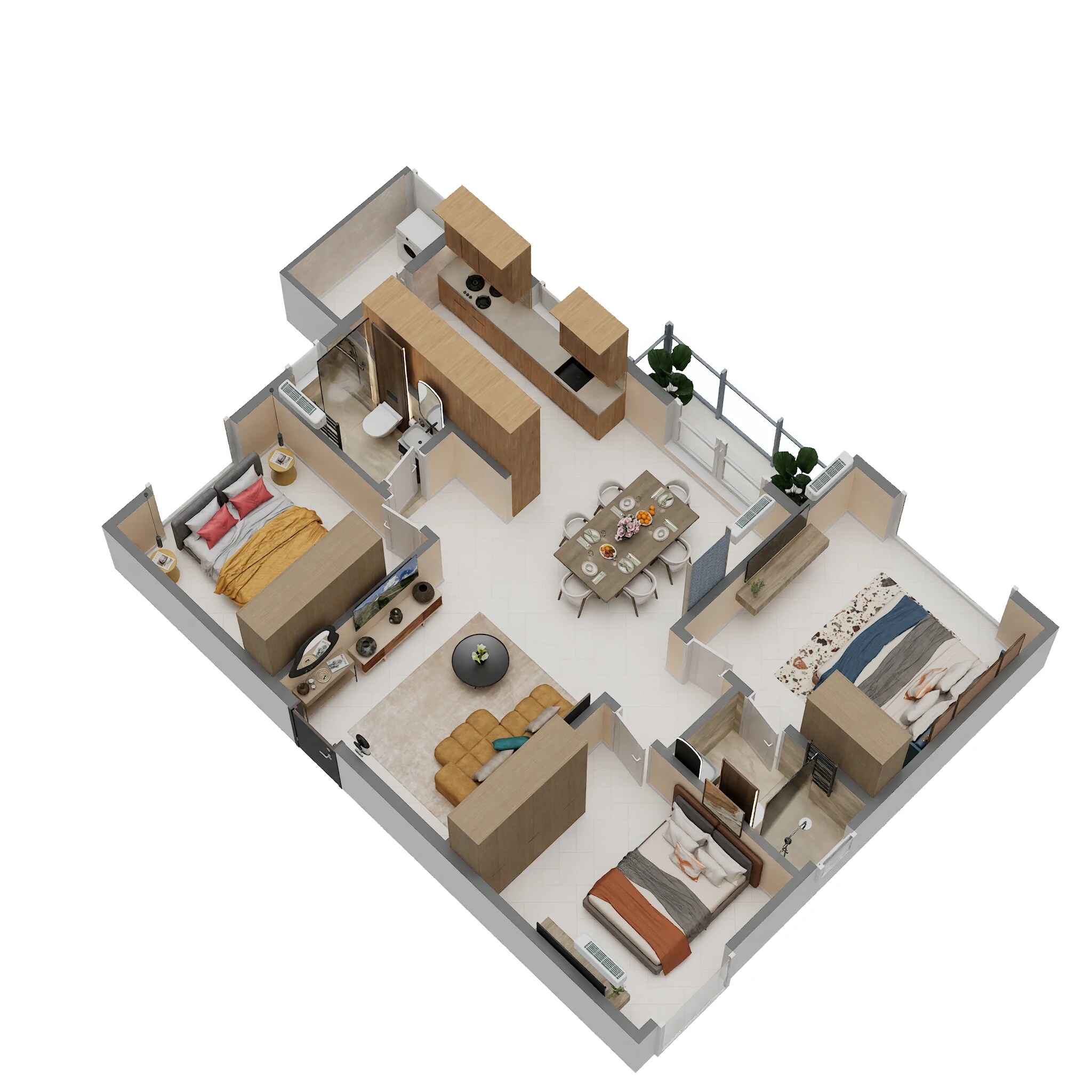 Floor plan of 3 BHK 1724 Sq. Ft. Apartment in Nithya Sunshine, Bangalore