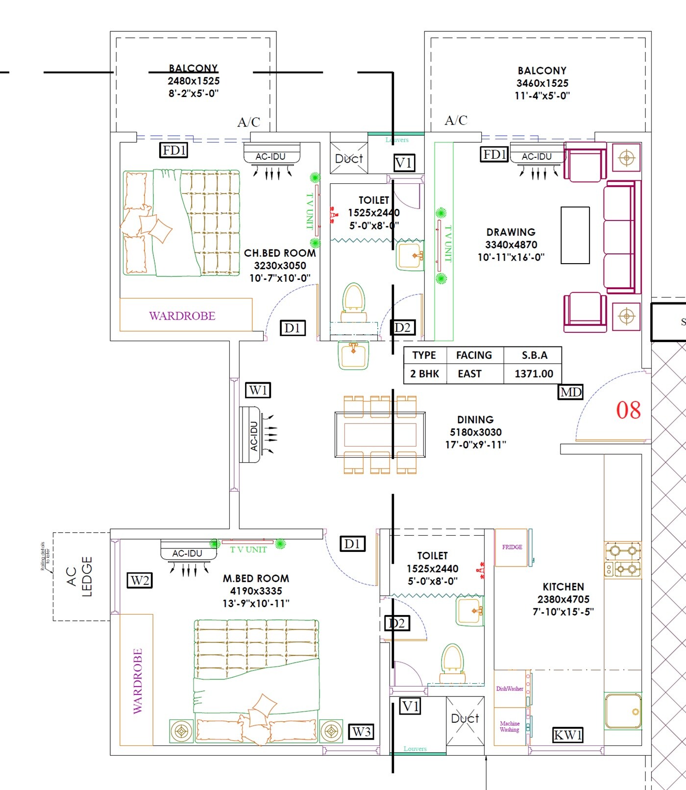 2 BHK 1371 Sq. Ft. Apartment