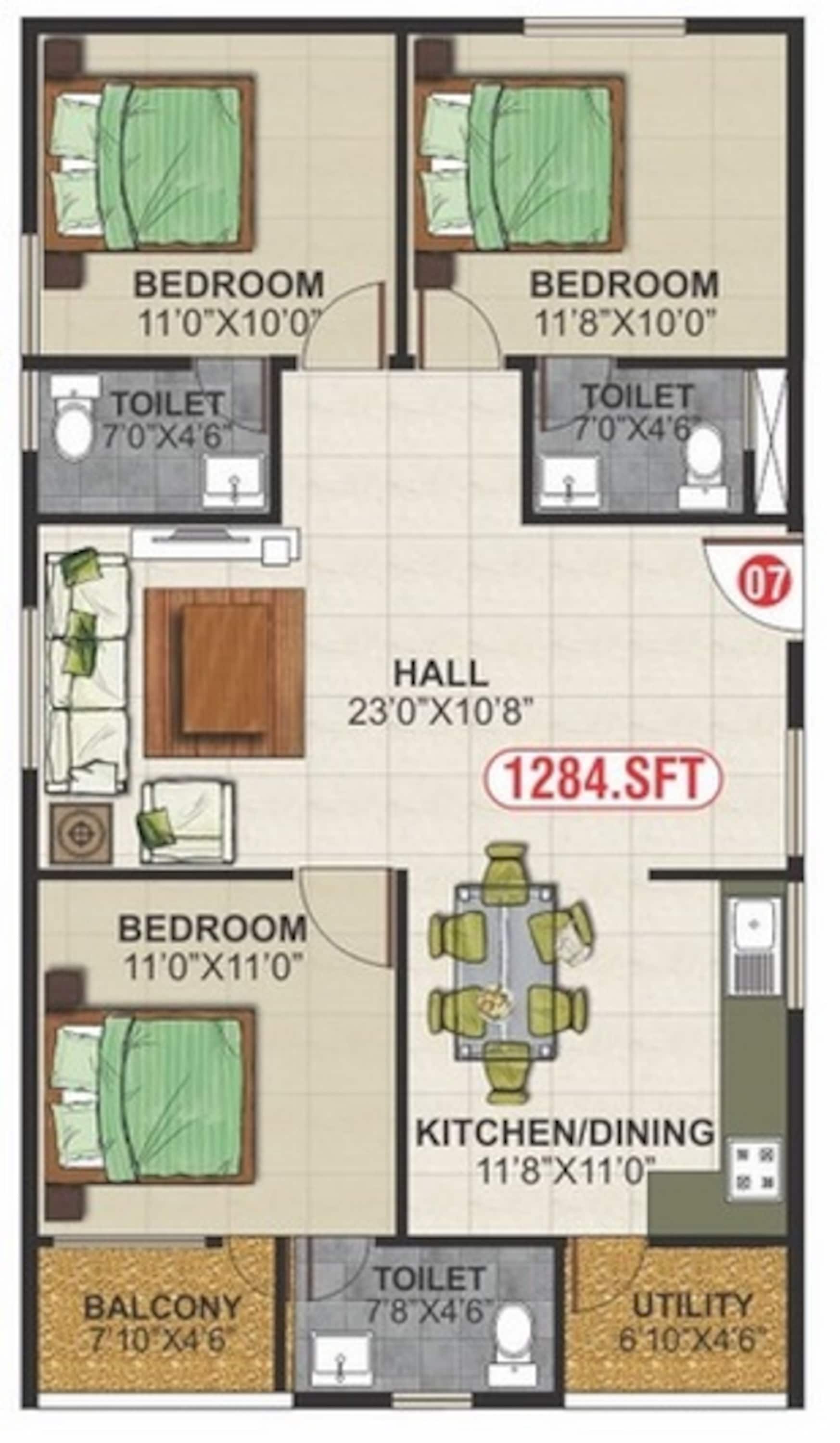 nr infra white meadows apartment 3bhk 1284sqft61