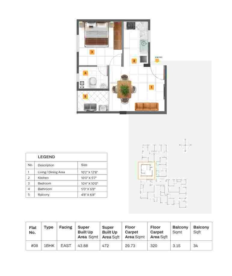 1 BHK 472 Sq. Ft. Apartment