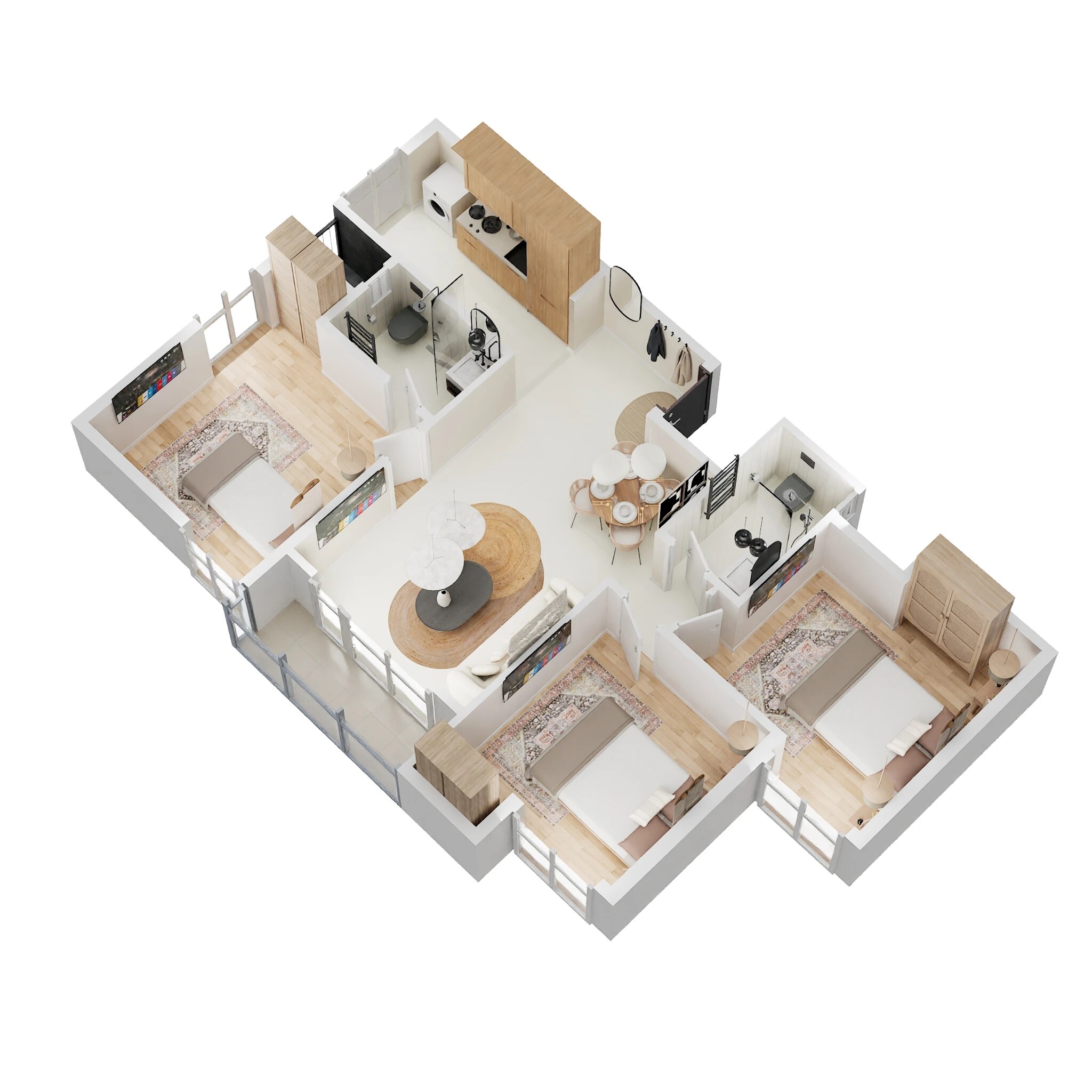 Floor plan of 3 BHK 1045 Sq. Ft. Apartment in NVG Rakshak, Bangalore