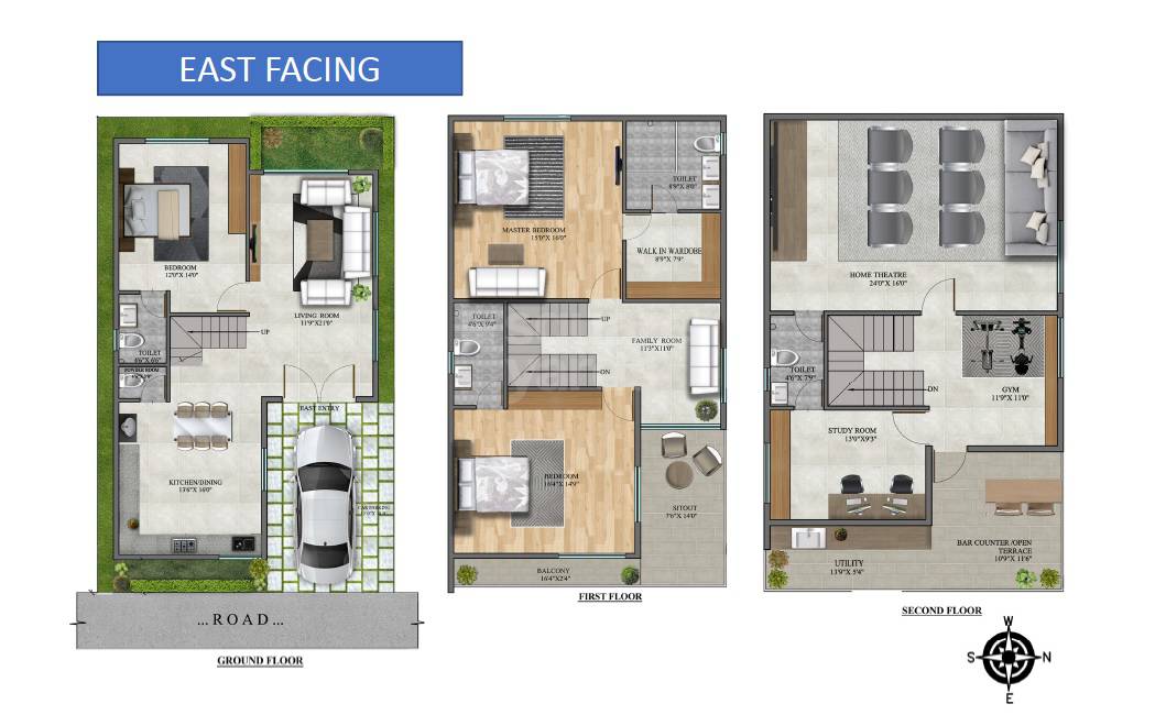 Floor plan of 4 BHK 3200 Sq. Ft. Villa in Nyra Sunterra, Bangalore