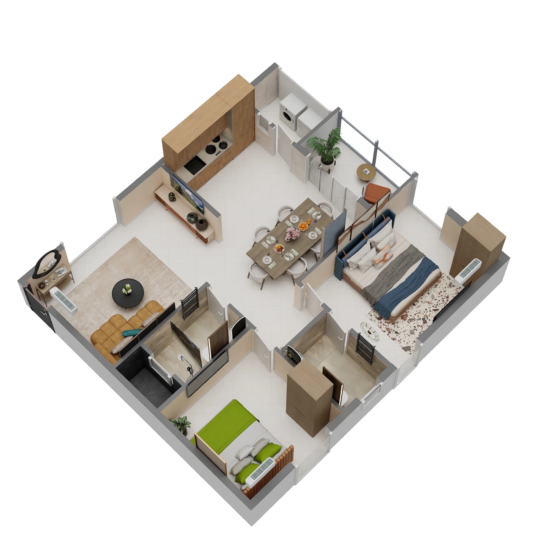 Floor plan of 2 BHK 1067 Sq. Ft. Apartment in Oakstone SN Celeste, Bangalore