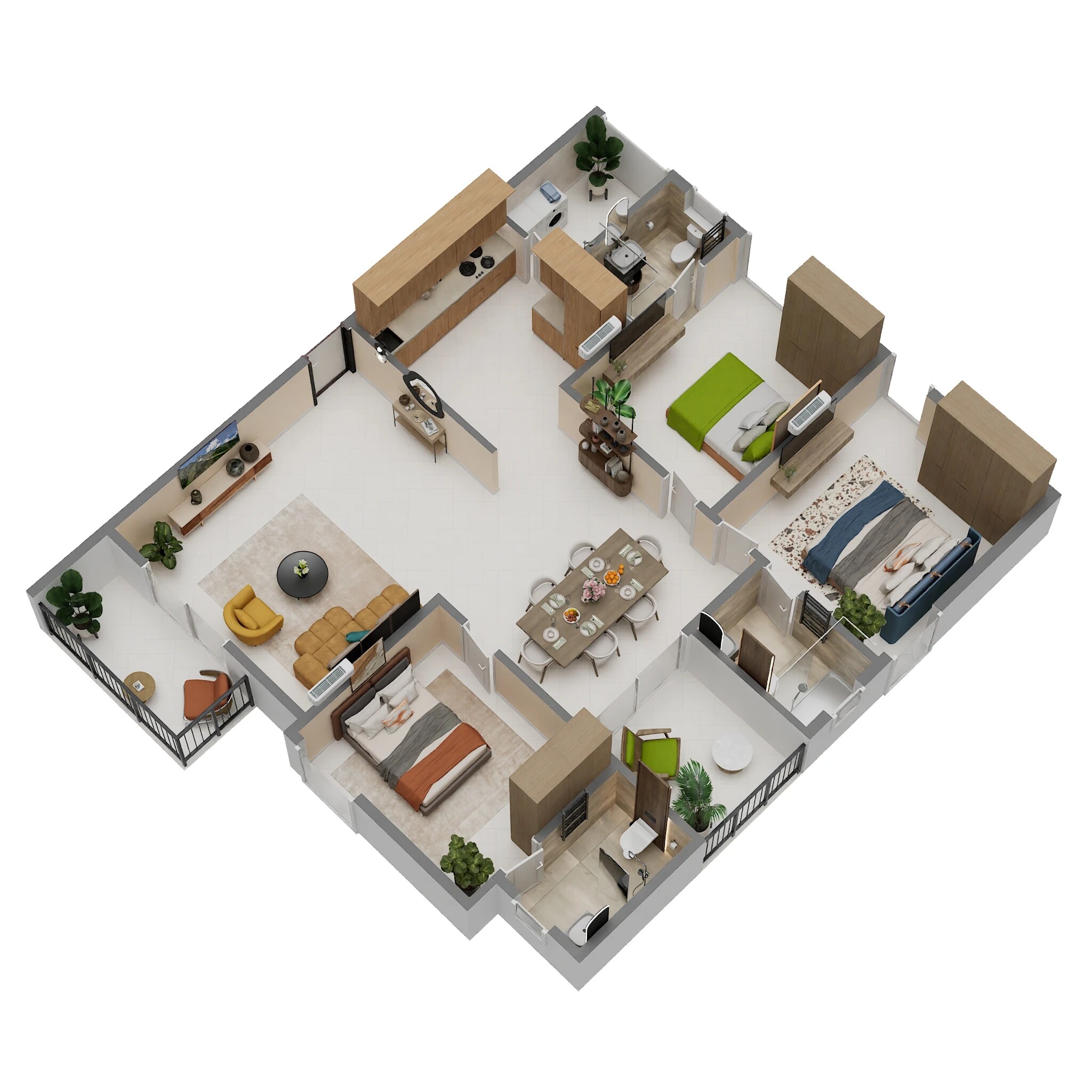 Floor plan of 3 BHK 1638 Sq. Ft. Apartment in Oakstone SN Celeste, Bangalore