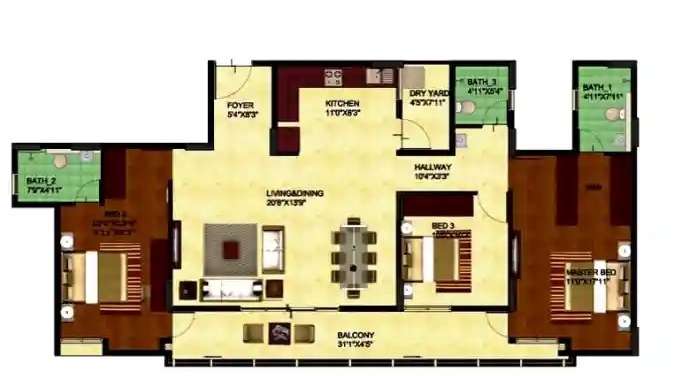 oceanus tranquil apartment apartment 3 bhk 1710sqft 20234406234409