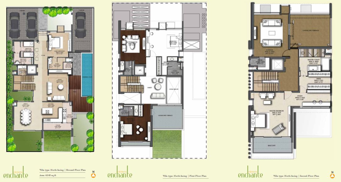 Floor plan of 4 BHK 5860 Sq. Ft. Villa in Olympia Enchante, Bangalore