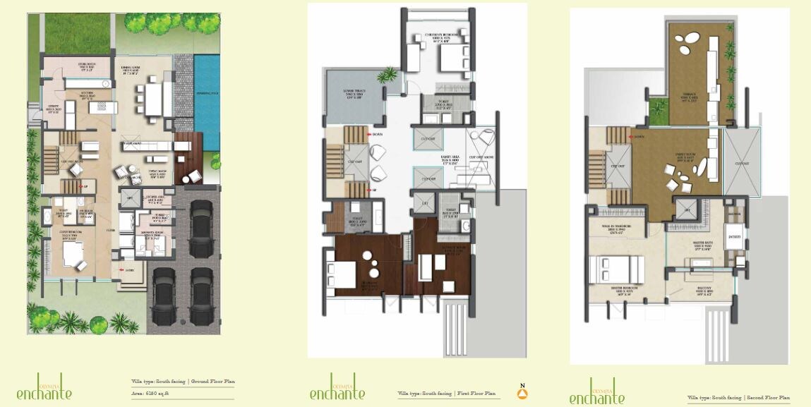 Floor plan of 4 BHK 6150 Sq. Ft. Villa in Olympia Enchante, Bangalore
