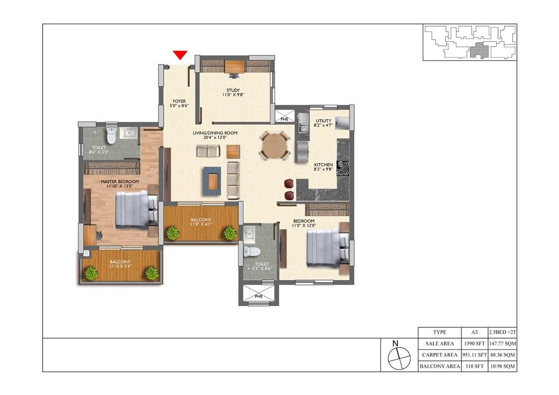 2 BHK 1590 Sq. Ft. Apartment