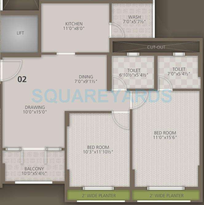 2 BHK 1151 Sq. Ft. Apartment in Orchid Woods