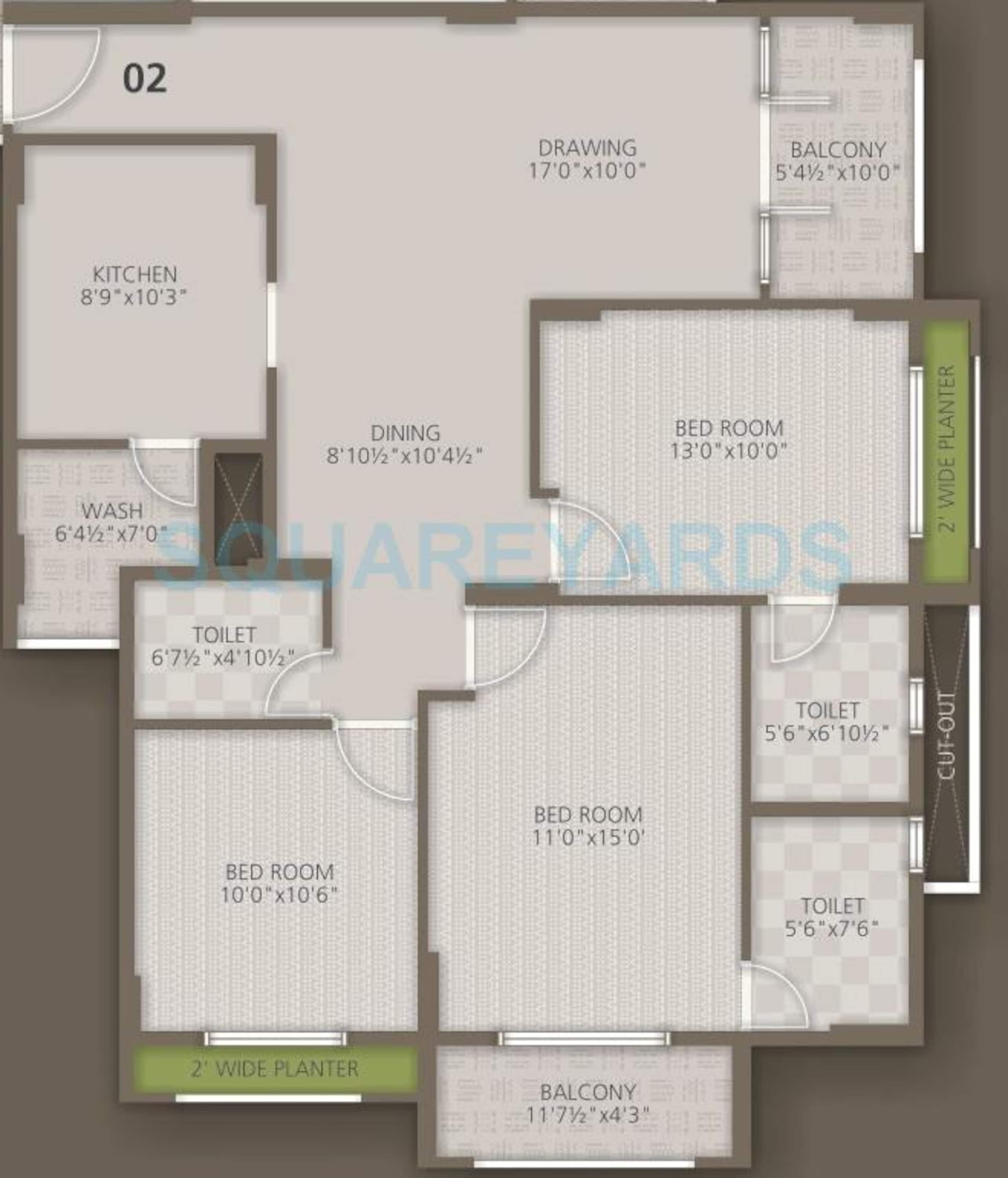 orchid woods apartment 3bhk 1534sqft1