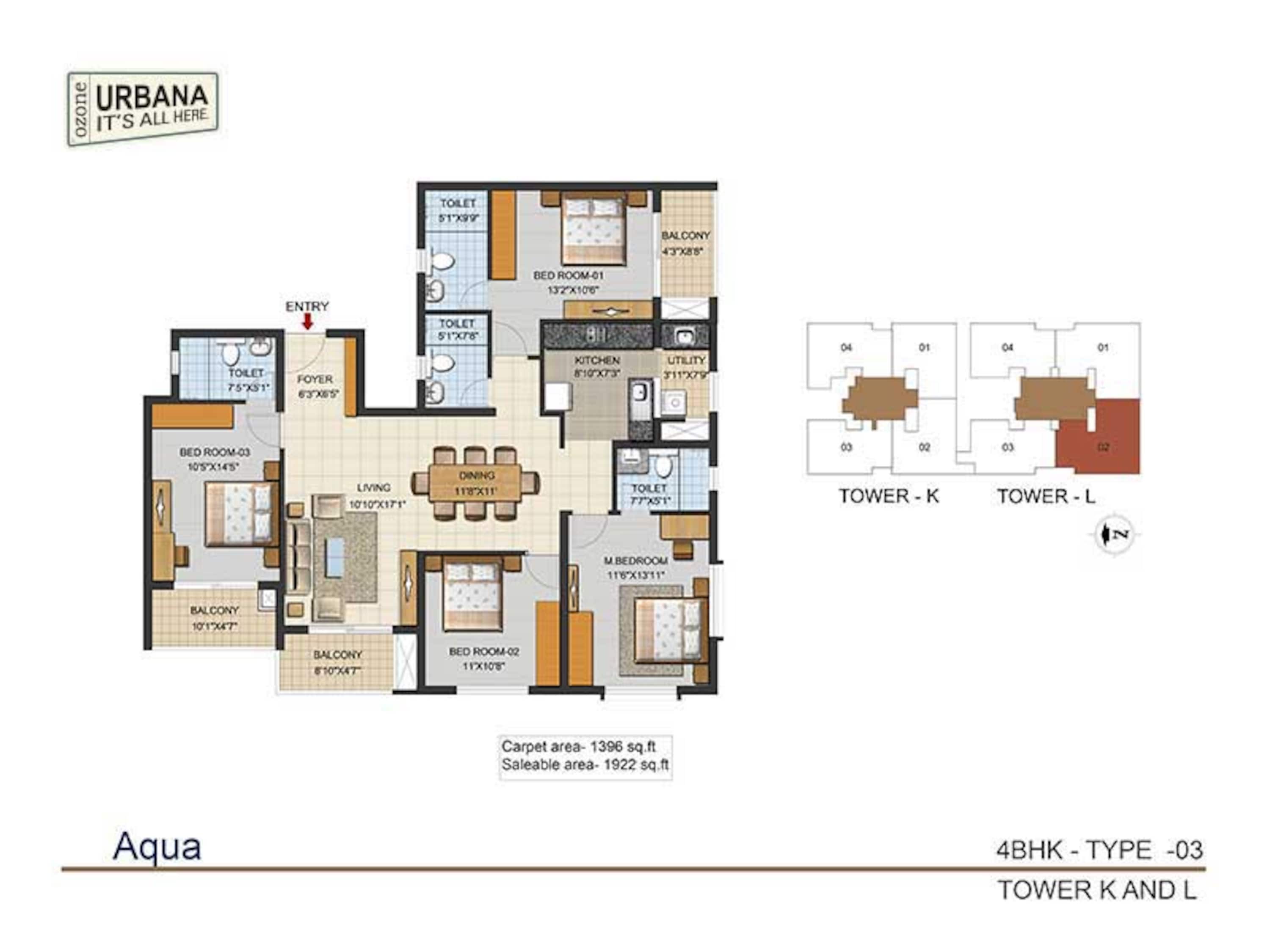 ozone urbana aqua 2 apartment 4bhk 1922sqft 1
