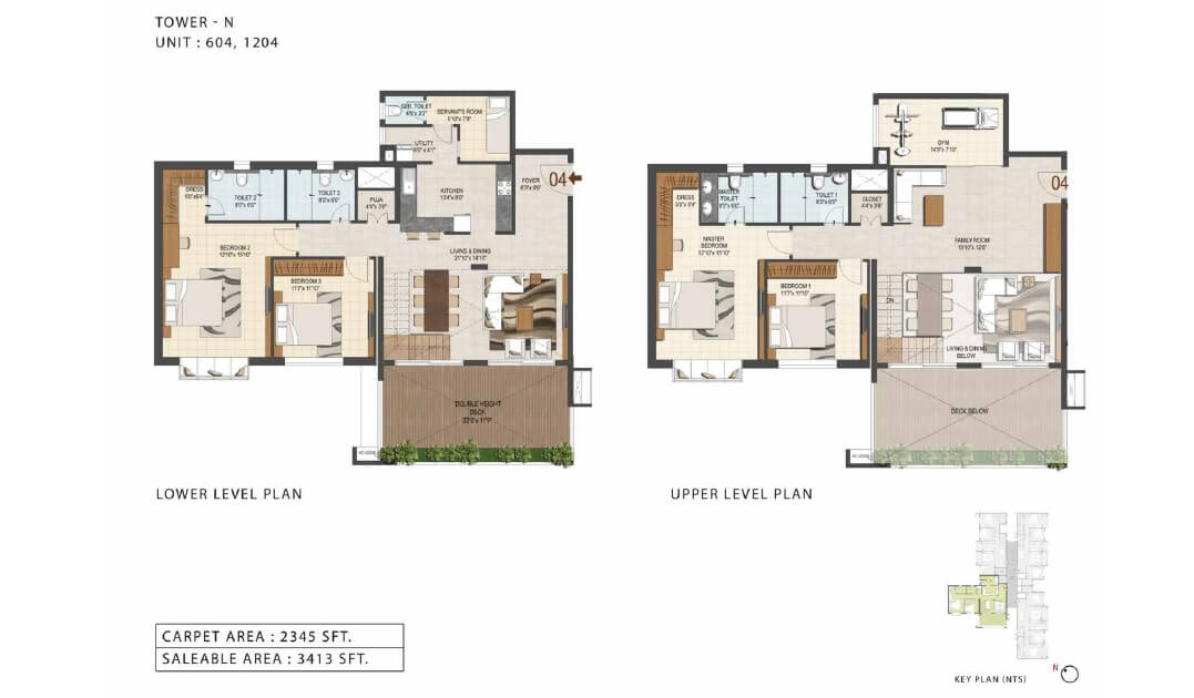 Floor plan of 4 BHK 3413 Sq. Ft. Apartment in Ozone Urbana Heights, Bangalore