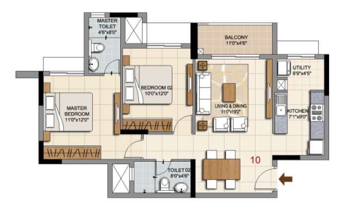 ozone urbana prime apartment 2bhk 689sqft 1