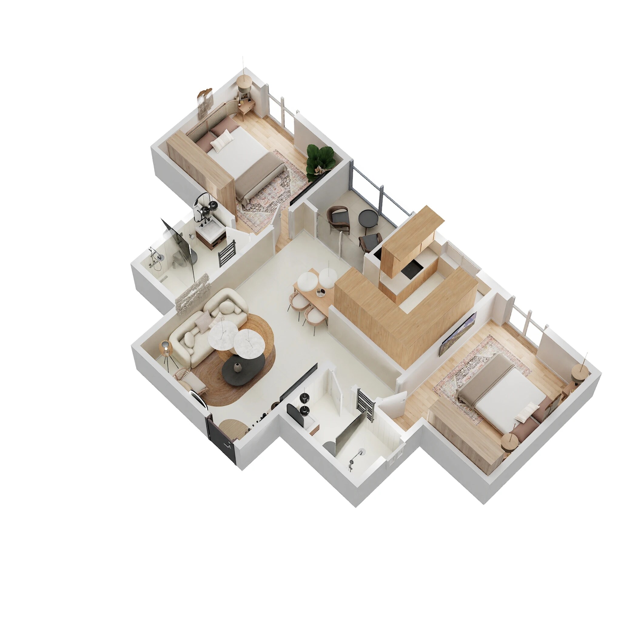 Floor plan of 2 BHK 1102 Sq. Ft. Apartment in Paradise At Brigade Cornerstone Utopia, Bangalore