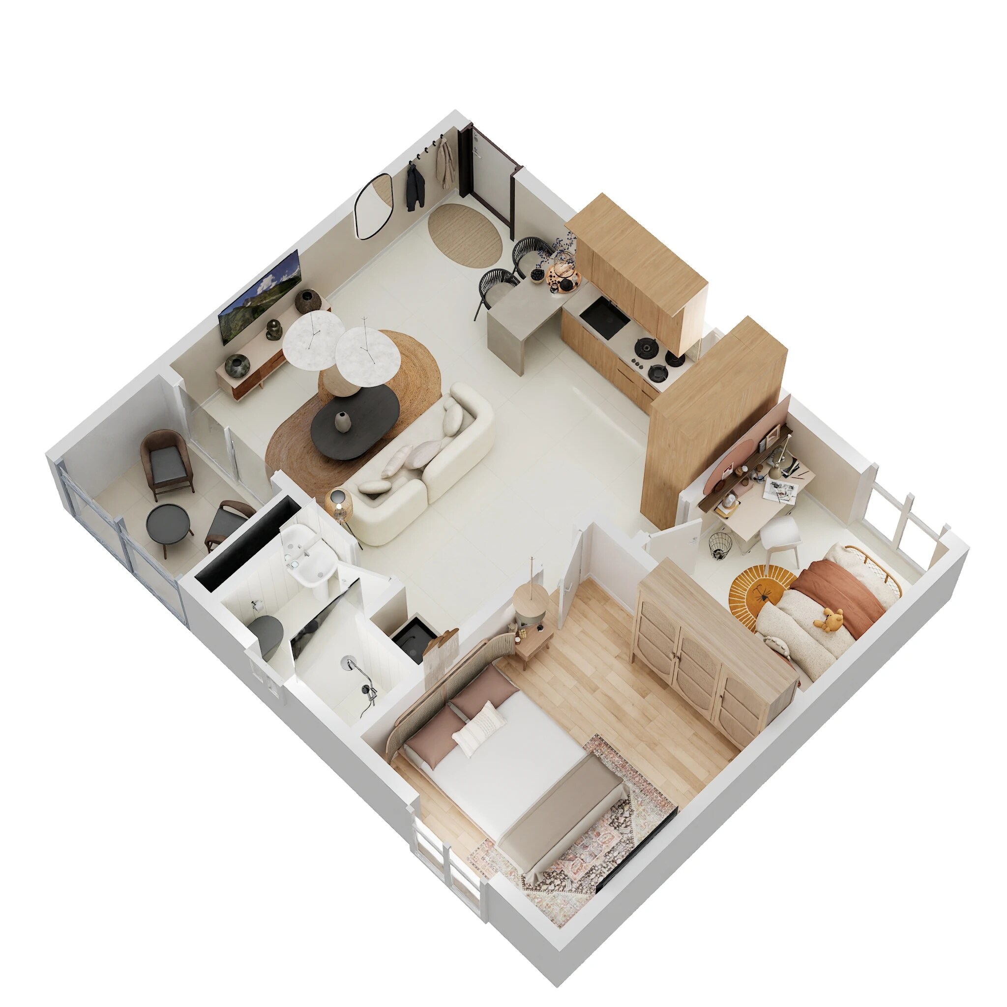 Floor plan of 2 BHK 852 Sq. Ft. Apartment in Paradise At Brigade Cornerstone Utopia, Bangalore