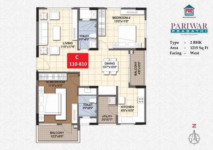 2 BHK 1215 Sq. Ft. Apartment