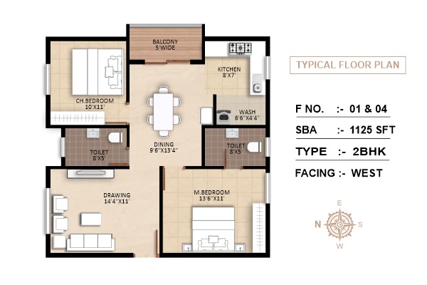 2 BHK 1125 Sq. Ft. Apartment in Parth Atmosphere