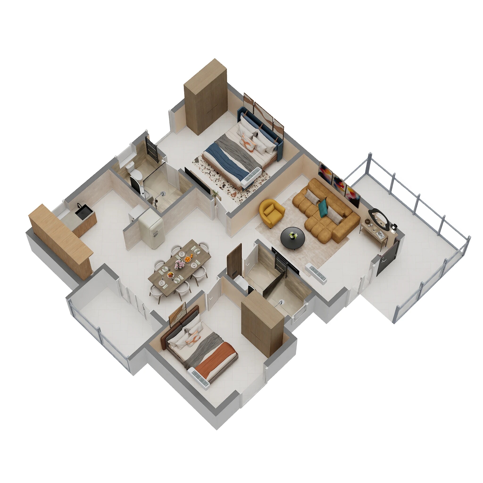 Floor plan of 2 BHK 1274 Sq. Ft. Apartment in Parth Atmosphere, Bangalore