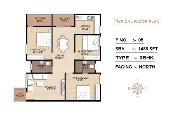 3 BHK 1486 Sq. Ft. Apartment