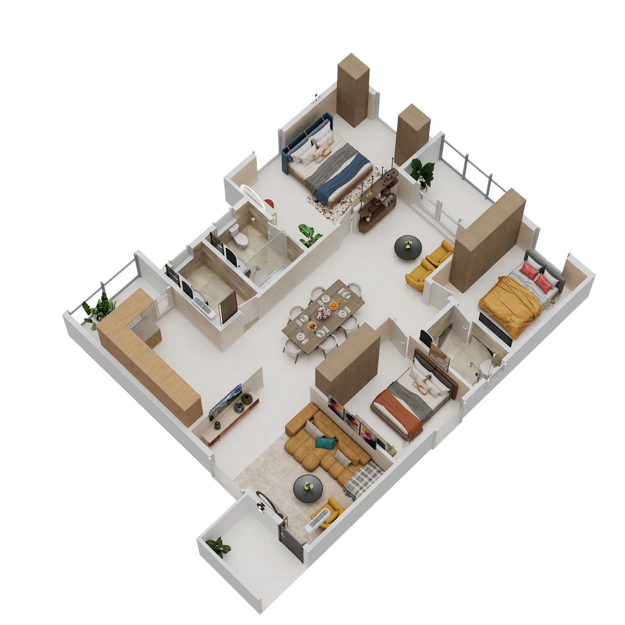 Floor plan of 3 BHK 1764 Sq. Ft. Apartment in Parth Atmosphere, Bangalore