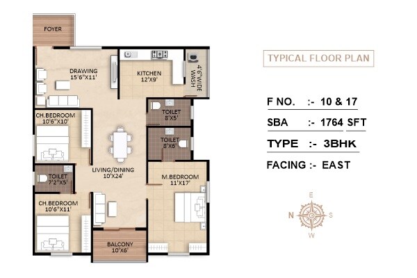 3 BHK 1764 Sq. Ft. Apartment