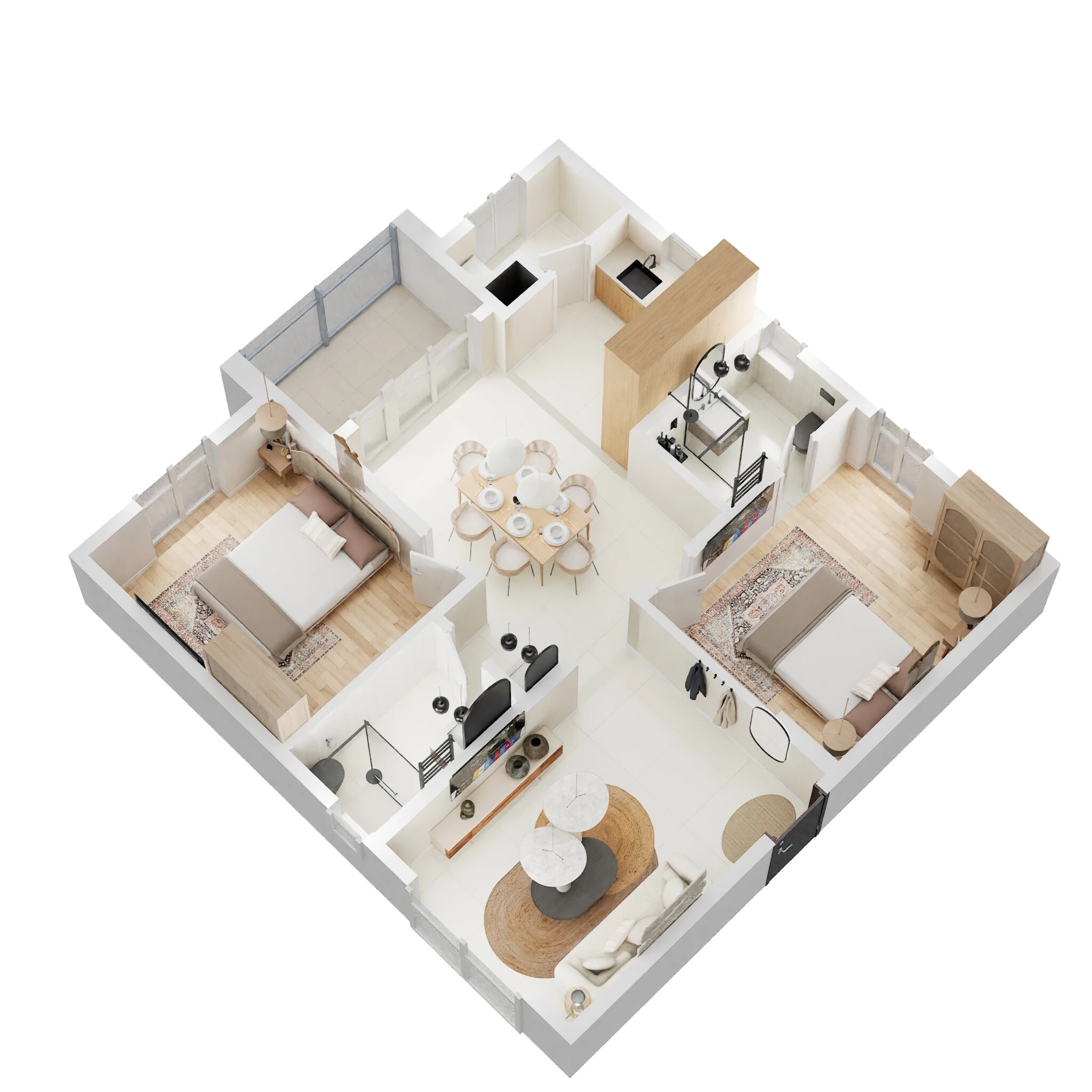 Floor plan of 2 BHK 1050 Sq. Ft. Apartment in Pavani Mirabilia, Bangalore