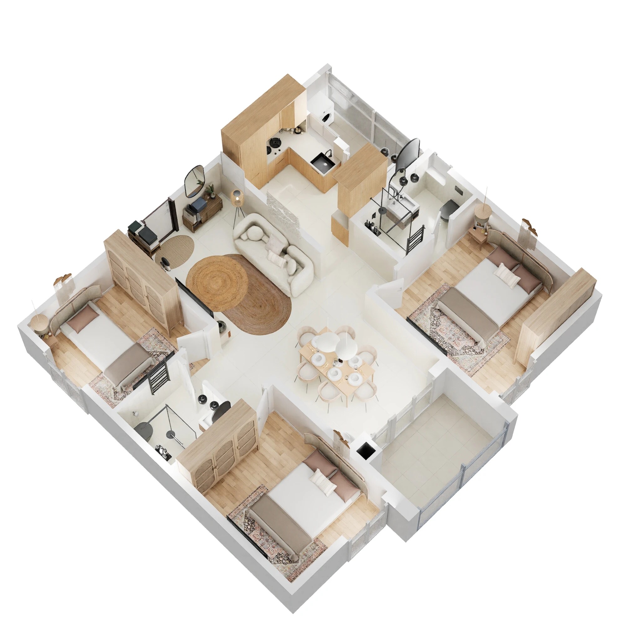 Floor plan of 3 BHK 1335 Sq. Ft. Apartment in Pavani Mirabilia, Bangalore